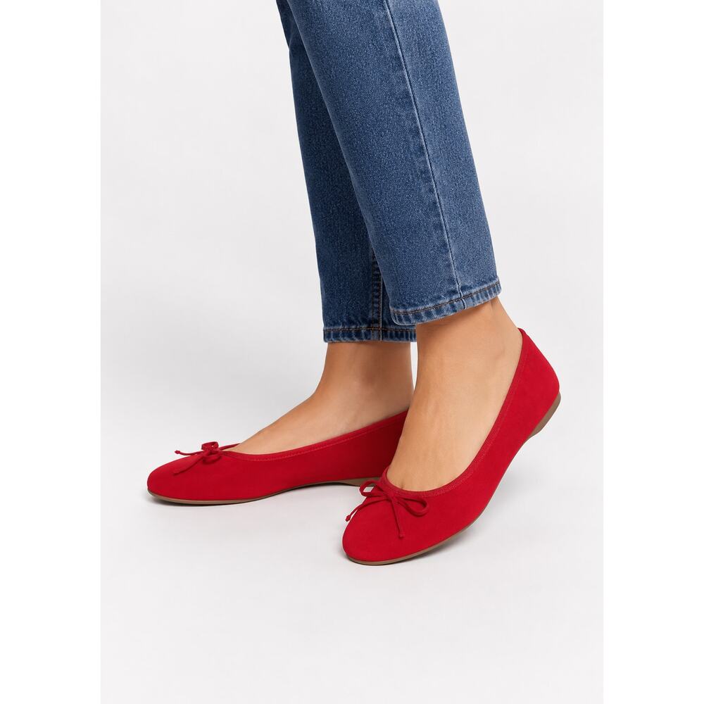 Birdies The Hummingbird Red Suede Flat Womens Size 7 New Ballet Bow Shoes